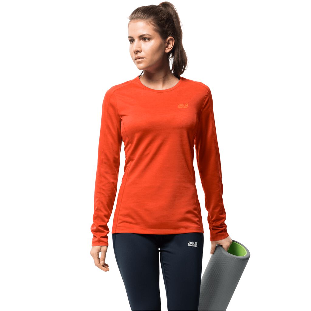 Jack Wolfskin HYDROPORE XT LONGSLEEVE Haut Femme Rouge - ZOWTADQ-56